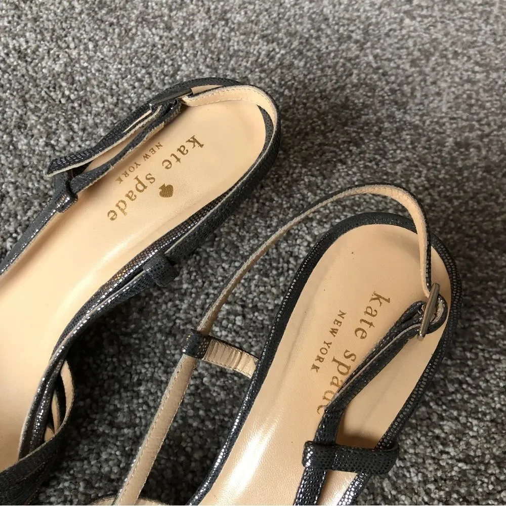 KATE SPADE NEW YORK MADE IN ITALY GLITTERY HEELS SILVER SIZE 8.5